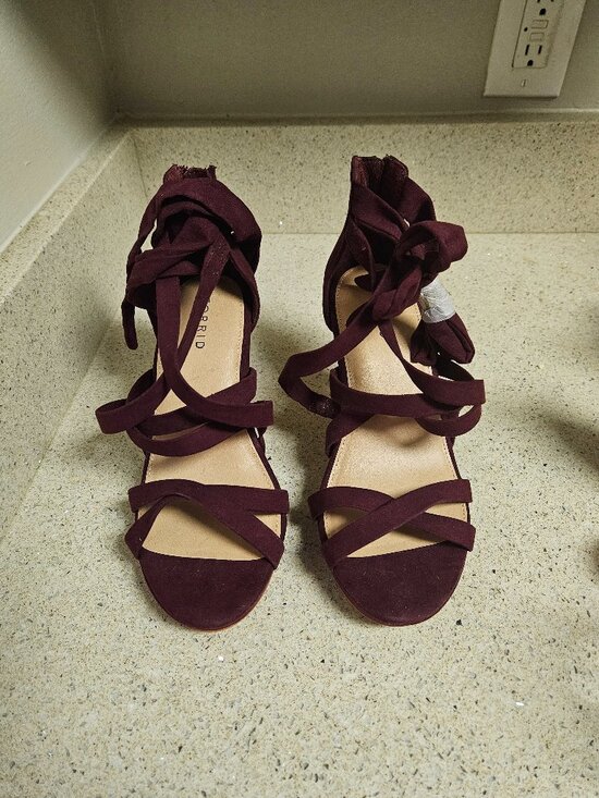torrid Shoes - Burgundy Tie-Up Platform Heels
